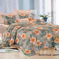 Постельное белье Satin collection Золотые цветы (микросатин)